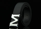 Men’s PU Leather Belt with M-Shaped Buckle – 3.3cm Wide