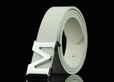Men’s PU Leather Belt with M-Shaped Buckle – 3.3cm Wide