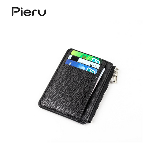 PIERU Creative Zipper Card Holder – Ultra-Thin PU Leather Wallet, Multi-Card Slots