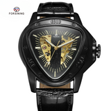 Forsining Men’s Triangle Dial Mechanical Watch – Hollow Design, Leather Strap