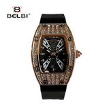 BELBI Women's Classic Quartz Watch – Barrel-Shaped Dial, Diamond Accents