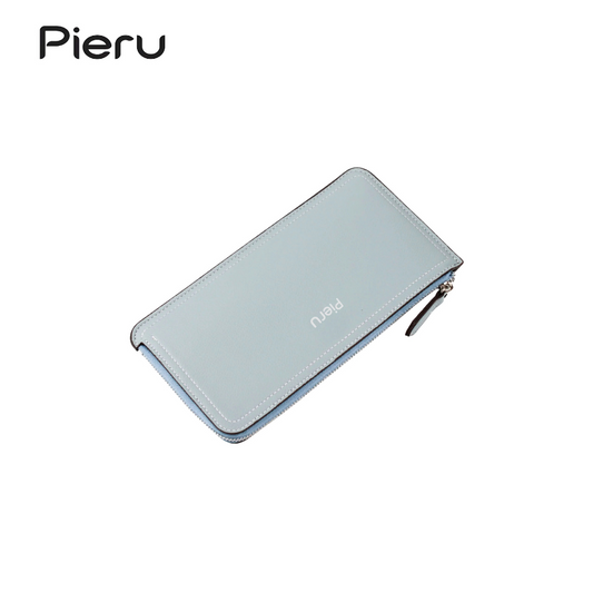 PIERU Ultra-Thin Women’s Long Wallet – Plaid PU Leather with Metal Zipper