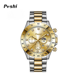 POSHI Men’s Waterproof Quartz Business Watch – Luminous Dial, Calendar Display