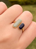 Delicate Two-Tone Gemstone Open Ring