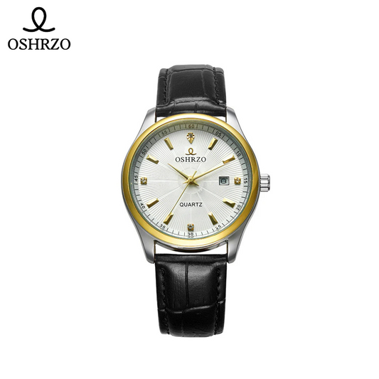 OSHRZO Men's Quartz Watch – Retro Leather Strap Timepiece with Calendar