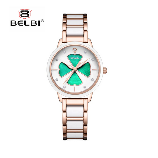 BELBI Women’s Ceramic Fashion Watch – Floral Quartz Movement With Round Dial
