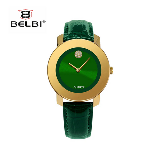 BELBI Women's Quartz Business Watch – Elegant Round Dial, Leather Strap