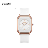 POSHI Women's Jelly Square Watch – Luminous Quartz, Silicone Strap