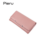 Pieru Women's Long Wallet – PU Leather, Litchi Pattern, Metal Clip