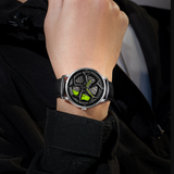 Sanda Men’s Leather Quartz Watch – Hollow Rotatable Dial, Waterproof Casual Timepiece