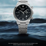 PRECIOUS DUKE Men’s Stainless Steel Quartz Watch – Luminous Dial, Calendar, Sport Style