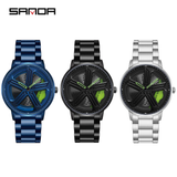 Sanda Men’s Quartz Watch – 360° Rotating Dial, Stainless Steel Strap, Waterproof Wristwatch