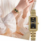 SANDA Women's Quartz Watch – Retro Diamond-Accented Stainless Steel Band