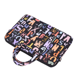 Laptop Shoulder Bag – Waterproof Polyester Case with Multicolor Alphabet Print (13"-15")