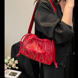 Women’s Embossed Dumpling Shoulder Bag – Retro Letter Design Handbag