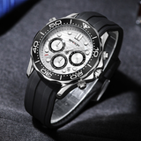 SANDA Men’s Silicone Quartz Watch – Business Analog Wristwatch with Luminous Hands