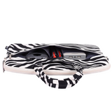 White Zebra Striped Waterproof Laptop Bag – Fits 13"–15" with Front Pocket