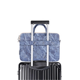 Blue Stone Marble Waterproof Laptop Bag – Fits 13" to 15" – Briefcase Style with Front Pocket
