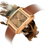 Sanda Women’s Leather Quartz Watch – Waterproof Small Dial Casual Square Fashion Watch