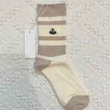 Women’s Cashmere Cotton Socks – Japanese Embroidered Mid-Tube Winter Style