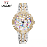 BELBI Women's Diamond Quartz Watch – Full Diamond Dial, Luminous Hands, Waterproof