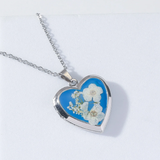 Handmade Heart-Shaped Copper Necklace – Forget-Me-Not Pendant