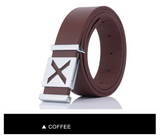 Men’s Casual Wide Belt with Smooth Alloy Cross Pattern Buckle