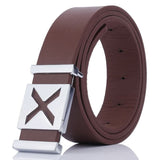 Men’s Casual Wide Belt with Smooth Alloy Cross Pattern Buckle