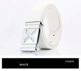 Men’s Casual Wide Belt with Smooth Alloy Cross Pattern Buckle