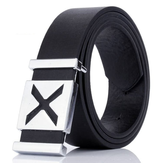 Men’s Casual Wide Belt with Smooth Alloy Cross Pattern Buckle