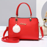 Faux Leather Solid Color Satchel Handbag