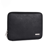 Black PU Leather Laptop Sleeve for MacBook – Shock-Resistant Zipper Case (13–16.2 Inch)