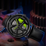 Sanda Men’s Leather Quartz Watch – Hollow Rotatable Dial, Waterproof Casual Timepiece