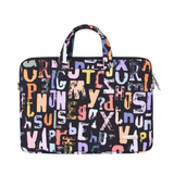 Laptop Shoulder Bag – Waterproof Polyester Case with Multicolor Alphabet Print (13"-15")