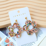 Pink Acrylic Flower Earrings for Women – Korean Style Heart Jewelry