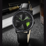 Sanda Men’s Leather Quartz Watch – 360° Rotating Dial, Waterproof Casual Wristwatch