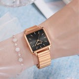 POSHI Women's Square Dial Watch – Minimalist Stainless Steel Quartz Wristwatch