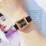 Sanda Women’s Leather Quartz Watch – Waterproof Small Dial Casual Square Fashion Watch