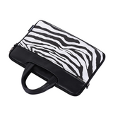 Zebra Print Laptop Case – PU Leather Waterproof Briefcase for 13–15" Laptops