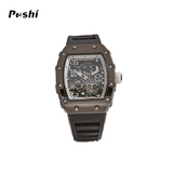 POSHI Men’s Barrel Dial Sports Quartz Watch – Luminous, Silicone Strap