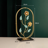 Modern Ginkgo Leaf Metal Art Decor – European Oval Crystal Base Sculpture