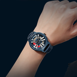 Sanda Men’s Leather Strap Quartz Watch – Hollow Dial Analog Wristwatch