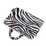 White Zebra Striped Waterproof Laptop Bag – Fits 13"–15" with Front Pocket