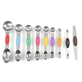 9pcs Stainless Steel Magnetic Measuring Spoons - Dual Sided