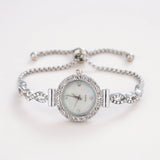 Luxury Women's Rhinestone Quartz Bracelet Watch – Elegant Iridescent Dial