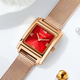 Sanda Women’s Mesh Quartz Watch – Waterproof Small Dial Casual Square Fashion Watch