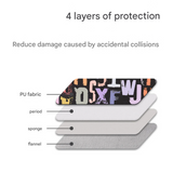 PU Leather Laptop Sleeve – Shockproof Typographic Print Case (11–15 Inch)