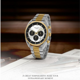 PRECIOUS DUKE Men’s Stainless Steel Business Watch – 6-Hand Quartz Chronograph Dial