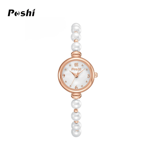 POSHI Women's Pearl Bracelet Quartz Watch – Elegant Fashion Accessory