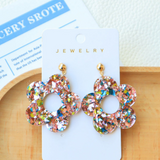 Pink Acrylic Flower Earrings for Women – Korean Style Heart Jewelry